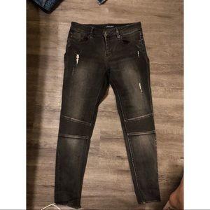 Black Moto Mid Rise Jeans ON HOLD